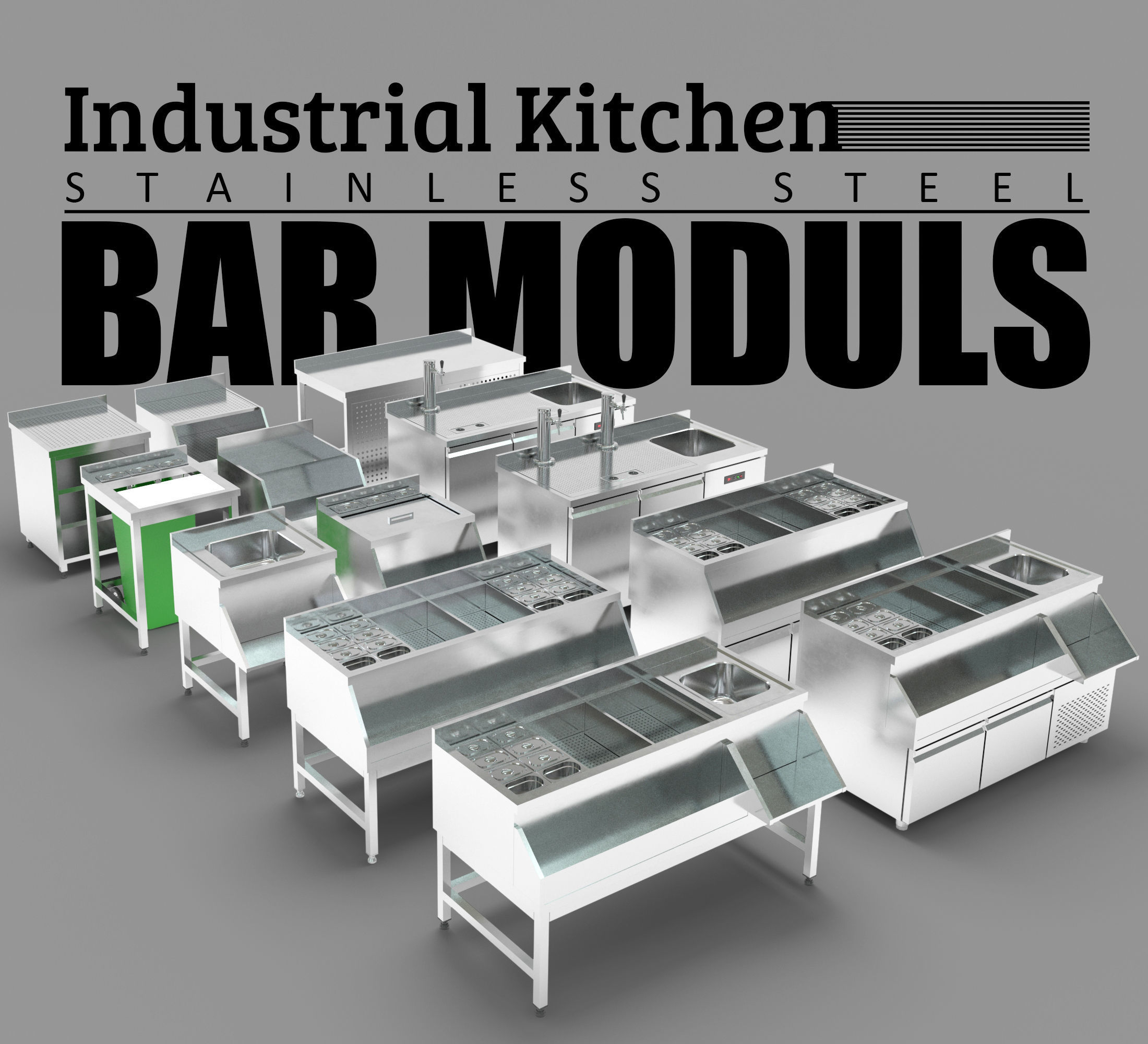 Industrial Commercial Kitchen Collection Low-poly 3D model_4