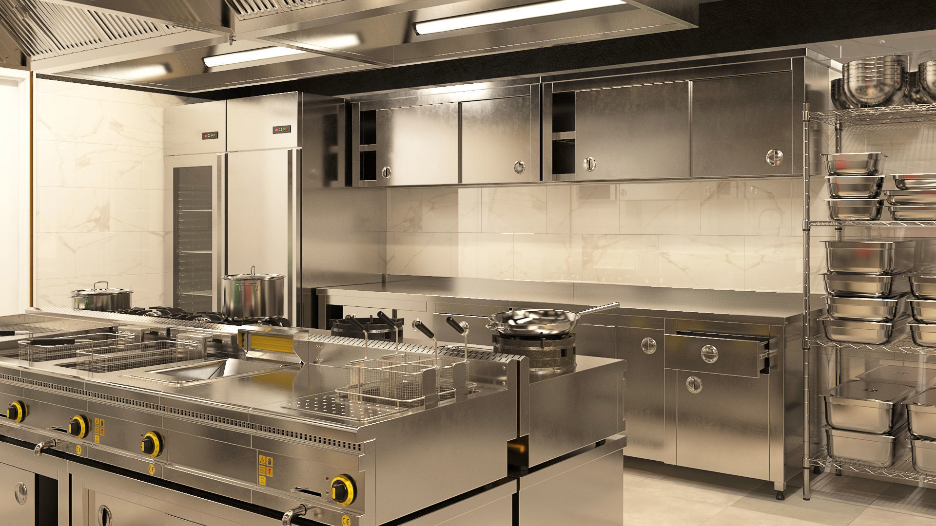 Industrial Commercial Kitchen Collection Low-poly 3D model_2