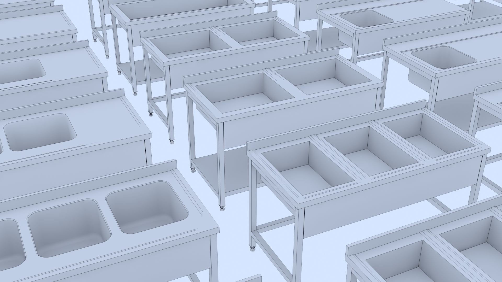 Industrial Commercial Kitchen Collection Low-poly 3D model_14