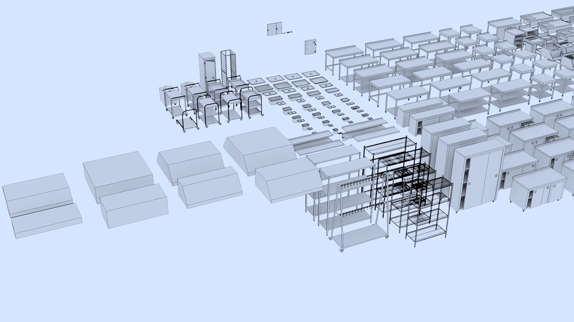 Industrial Commercial Kitchen Collection Low-poly 3D model_16
