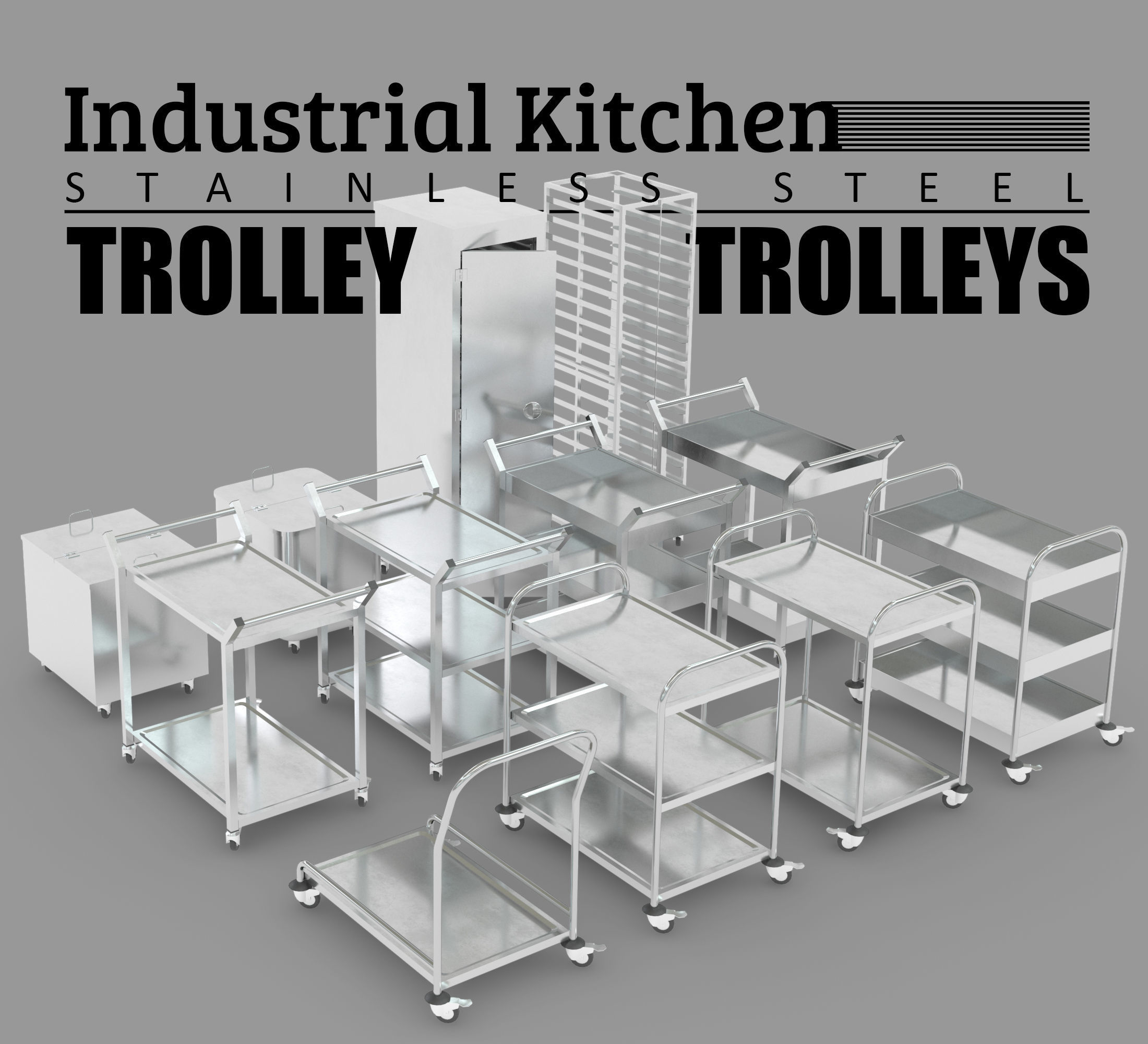 Industrial Commercial Kitchen Collection Low-poly 3D model_12