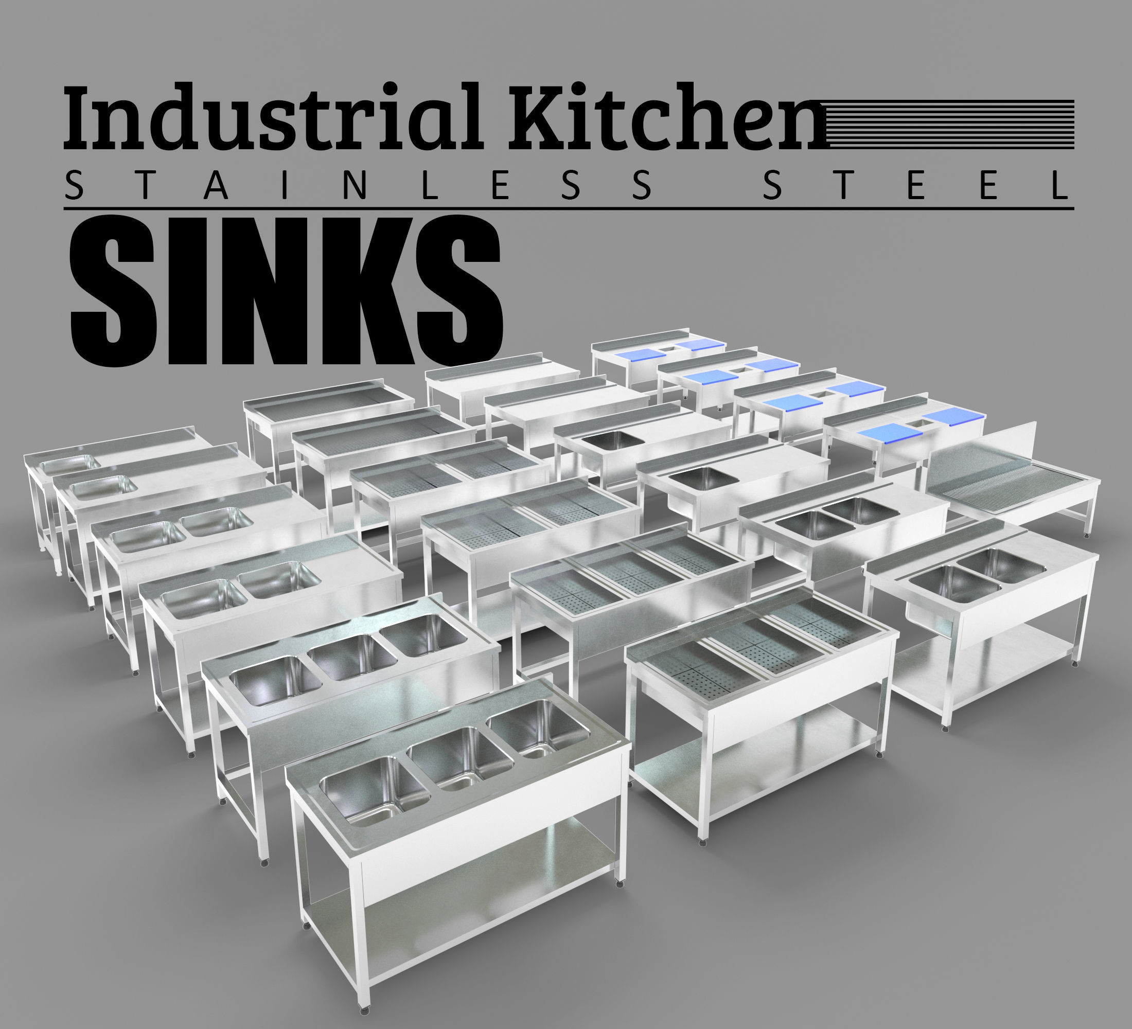 Industrial Commercial Kitchen Collection Low-poly 3D model_9