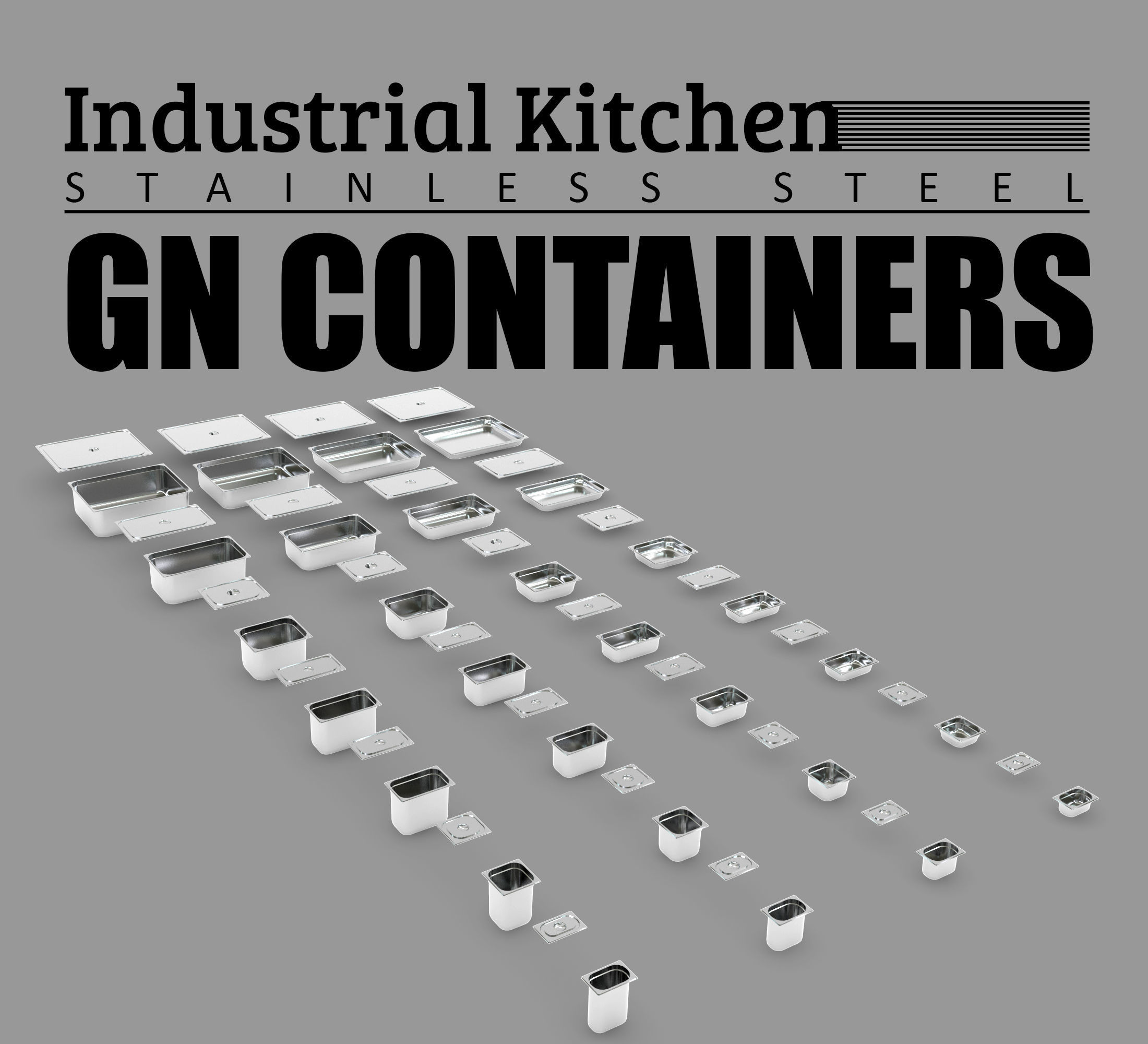 Industrial Commercial Kitchen Collection Low-poly 3D model_7