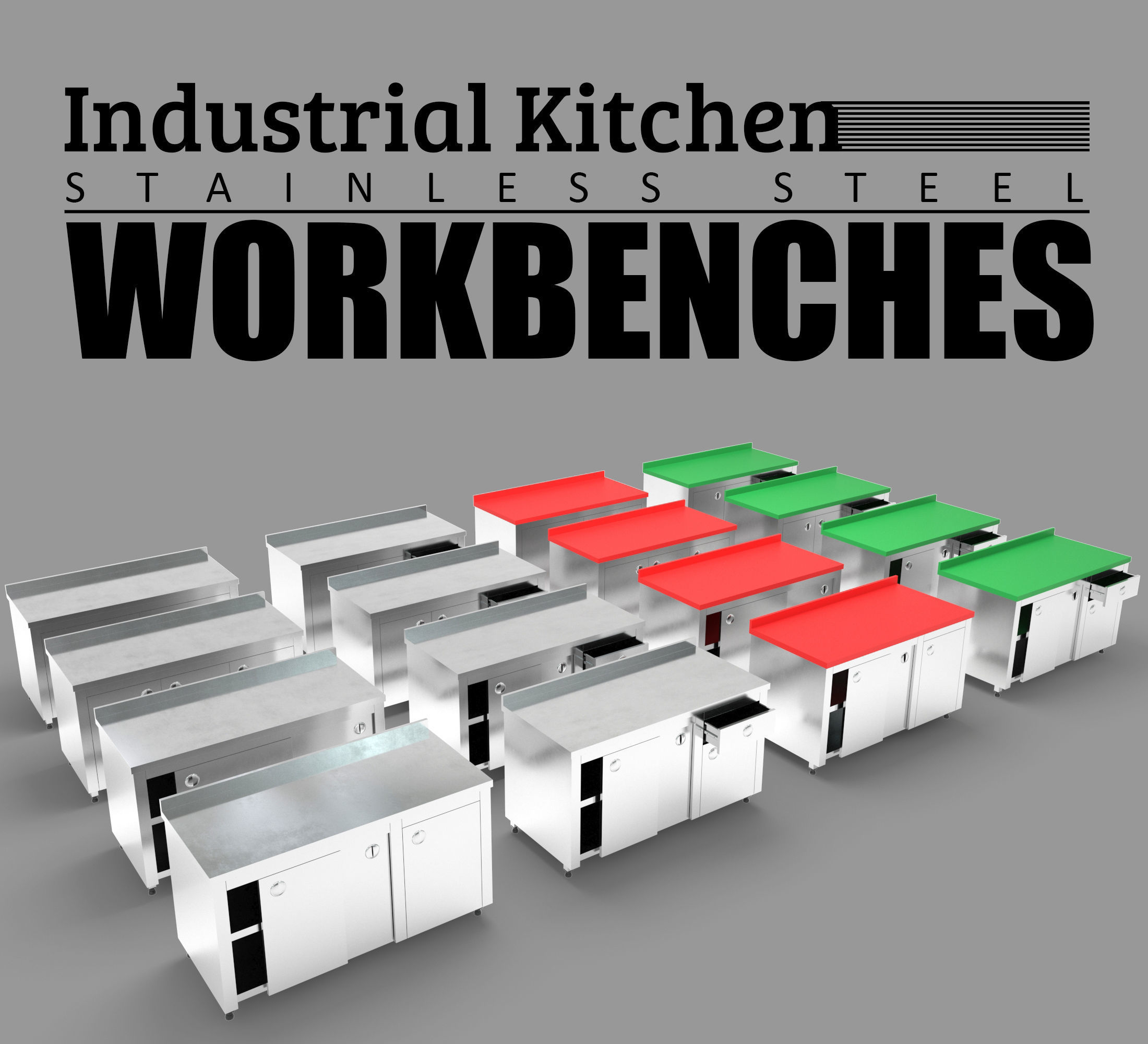 Industrial Commercial Kitchen Collection Low-poly 3D model_10