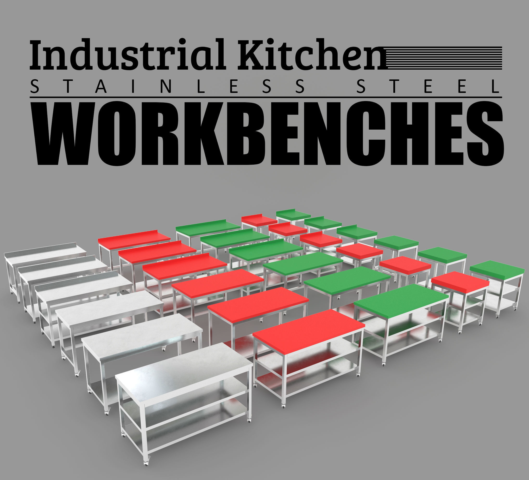 Industrial Commercial Kitchen Collection Low-poly 3D model_11
