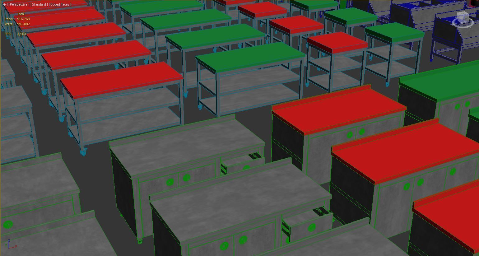Industrial Commercial Kitchen Collection Low-poly 3D model_17