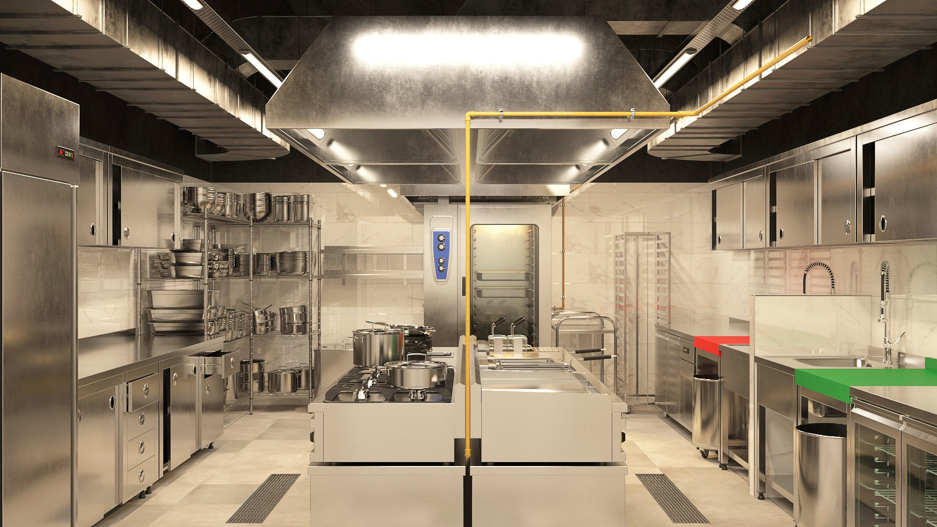 Industrial Commercial Kitchen Collection Low-poly 3D model_1