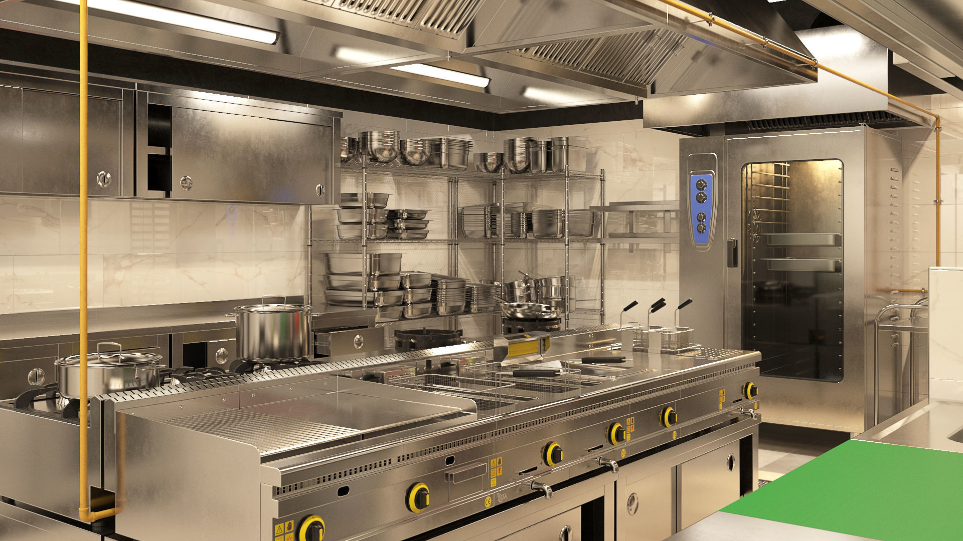 Industrial Commercial Kitchen Collection Low-poly 3D model_3