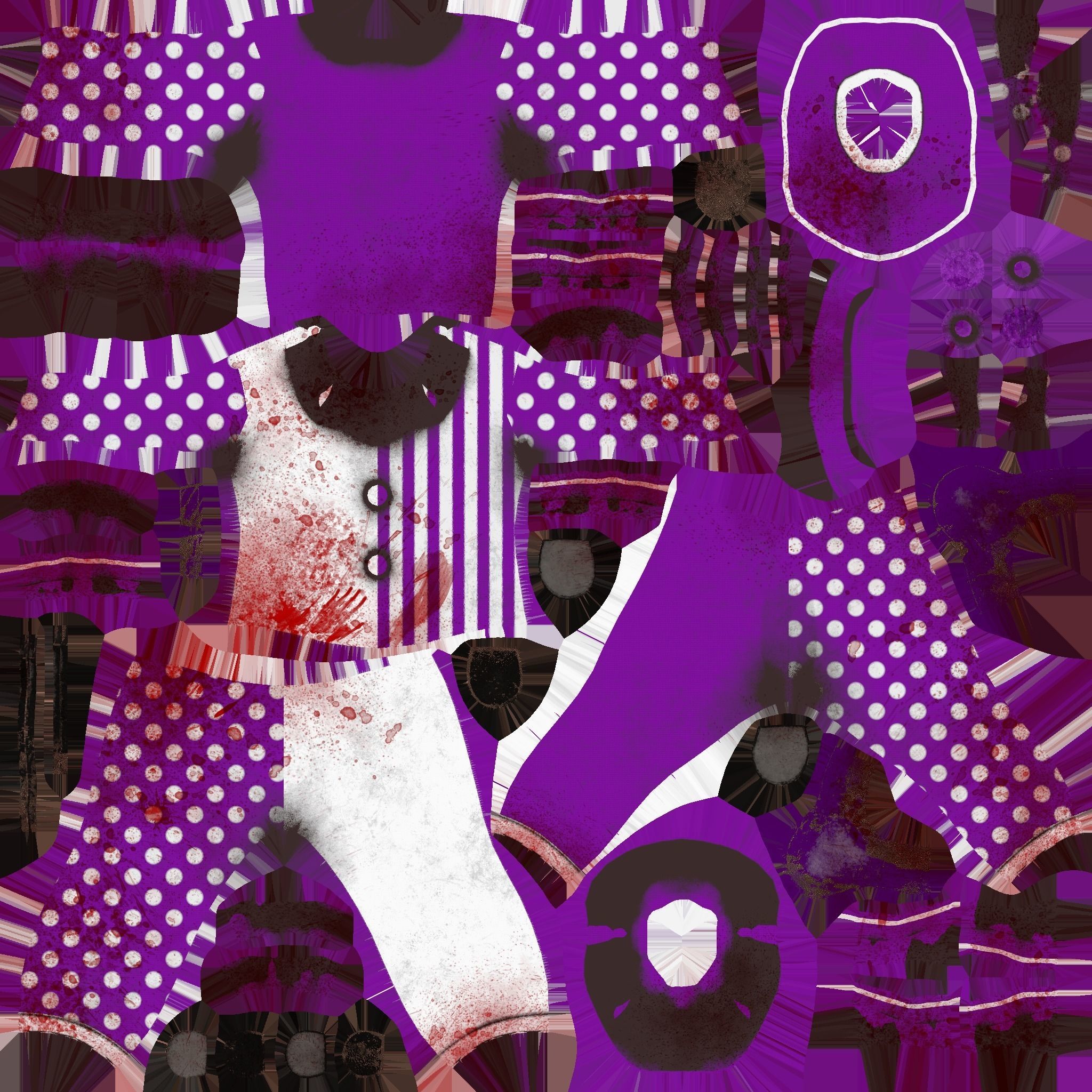 Clown Terror Outfit A06 Purple - Character Design Low-poly 3D model_25