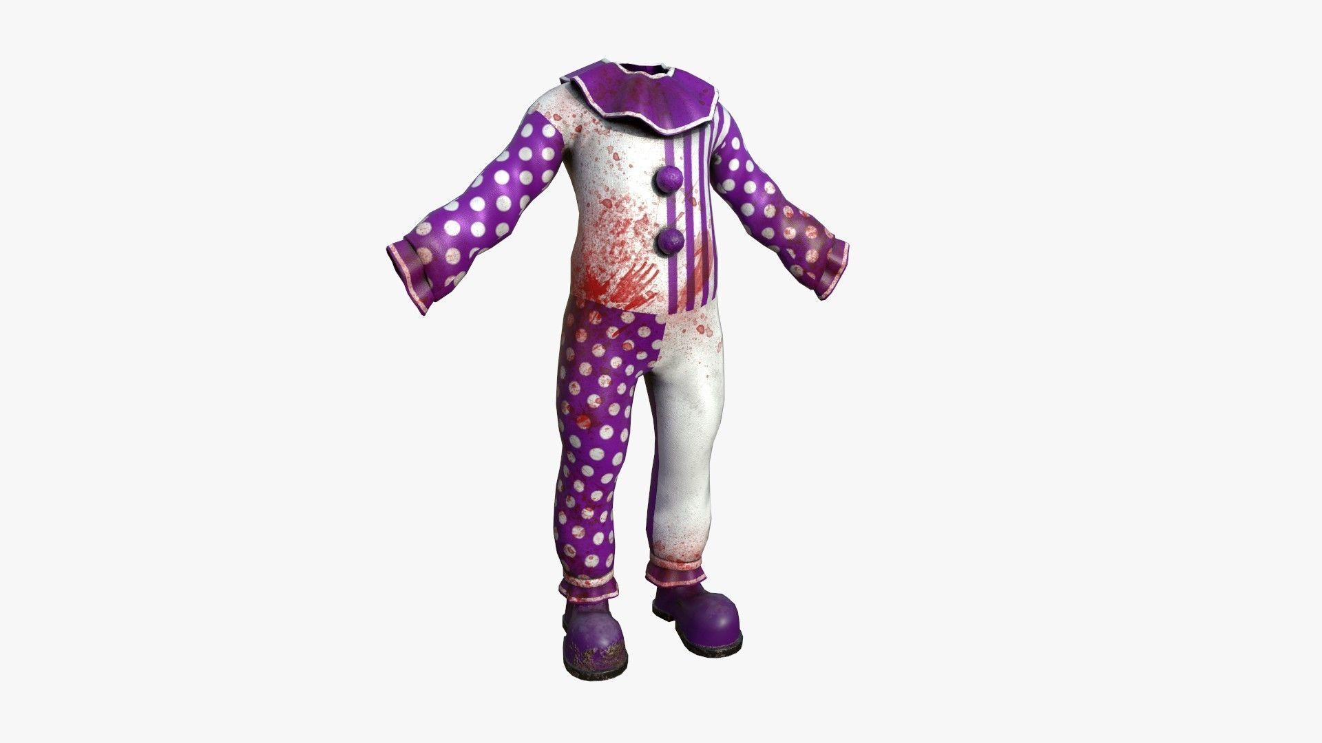 Clown Terror Outfit A06 Purple - Character Design Low-poly 3D model_2