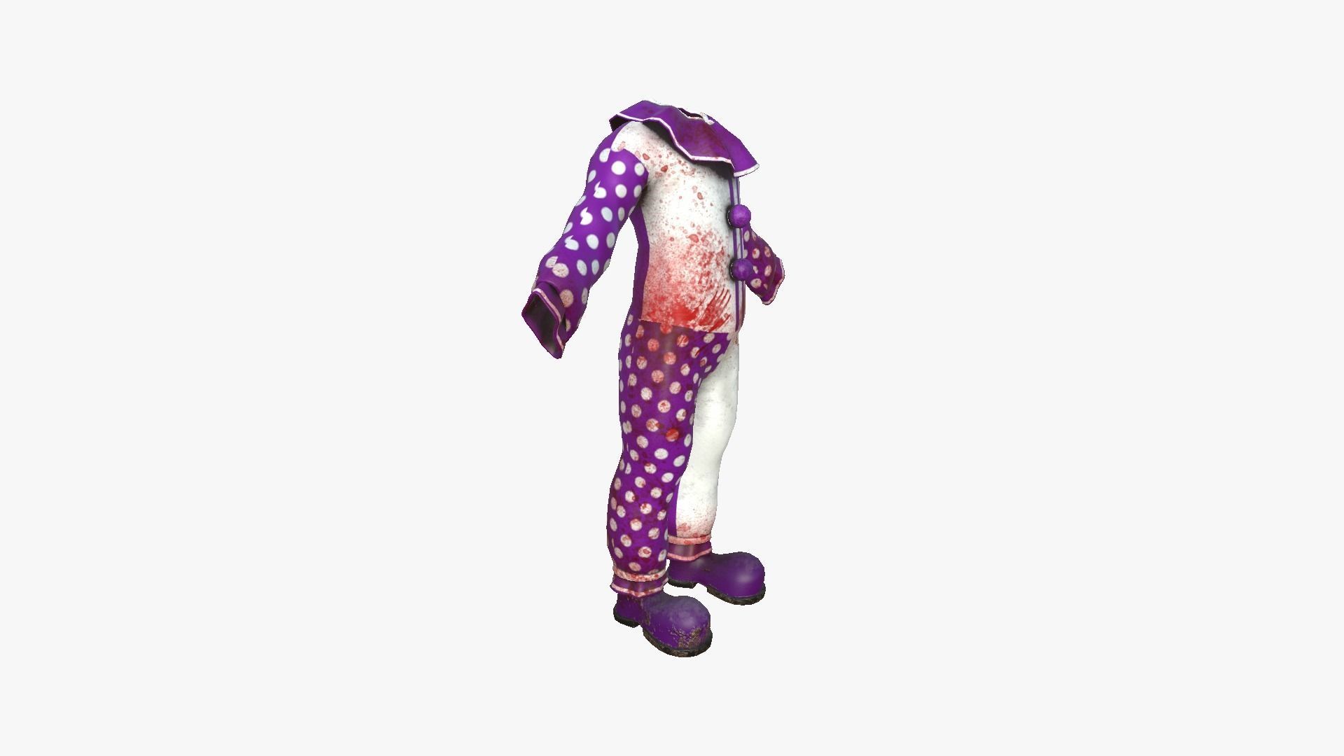 Clown Terror Outfit A06 Purple - Character Design Low-poly 3D model_6