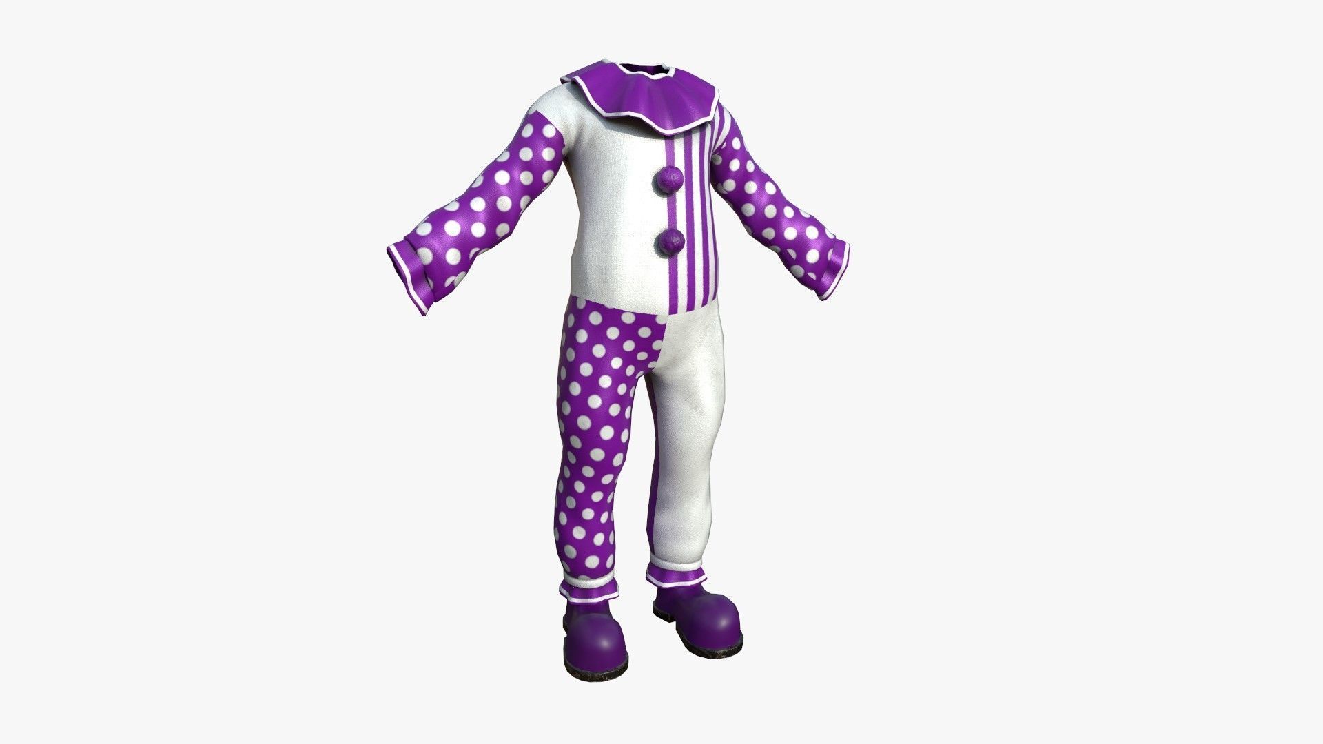 Clown Terror Outfit A06 Purple - Character Design Low-poly 3D model_3