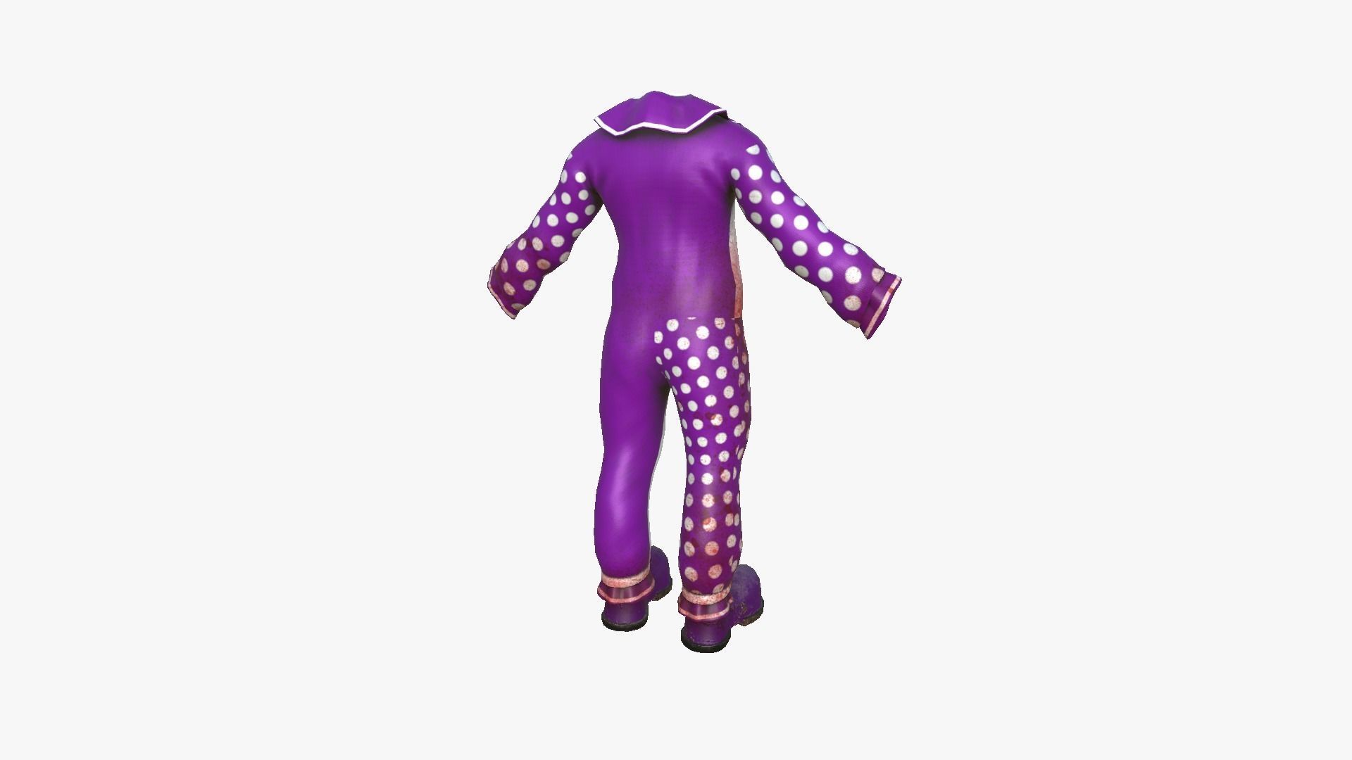 Clown Terror Outfit A06 Purple - Character Design Low-poly 3D model_4