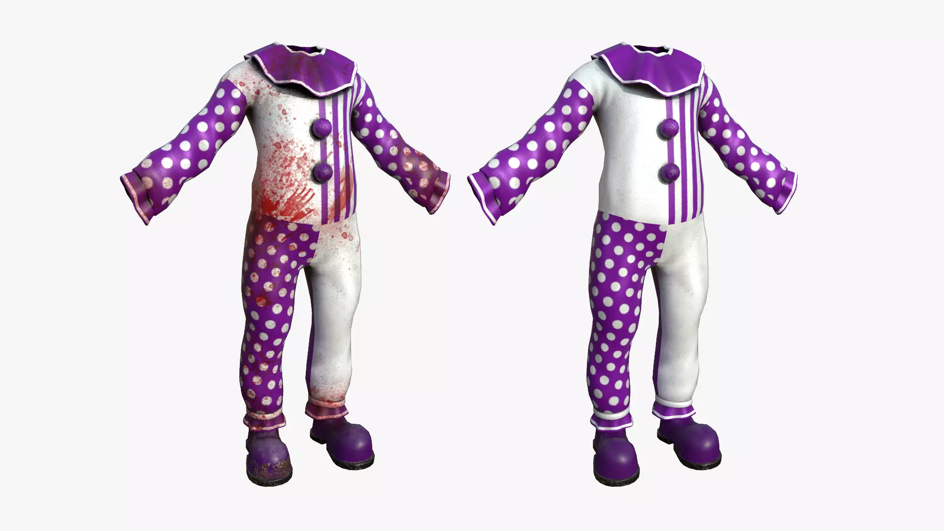 Clown Terror Outfit A06 Purple - Character Design Low-poly 3D model_0