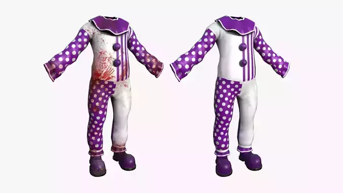 Clown Terror Outfit A06 Purple - Character Design Low-poly 3D model