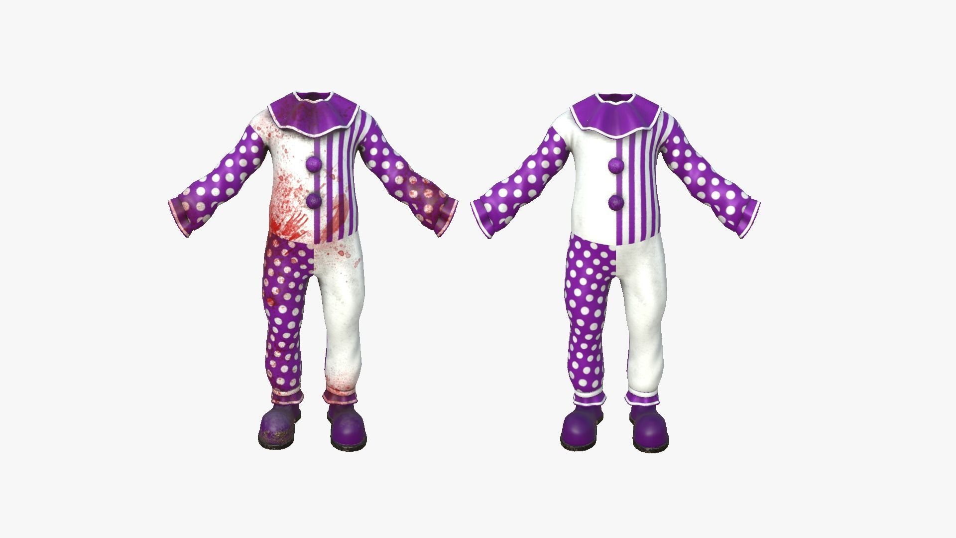 Clown Terror Outfit A06 Purple - Character Design Low-poly 3D model_1