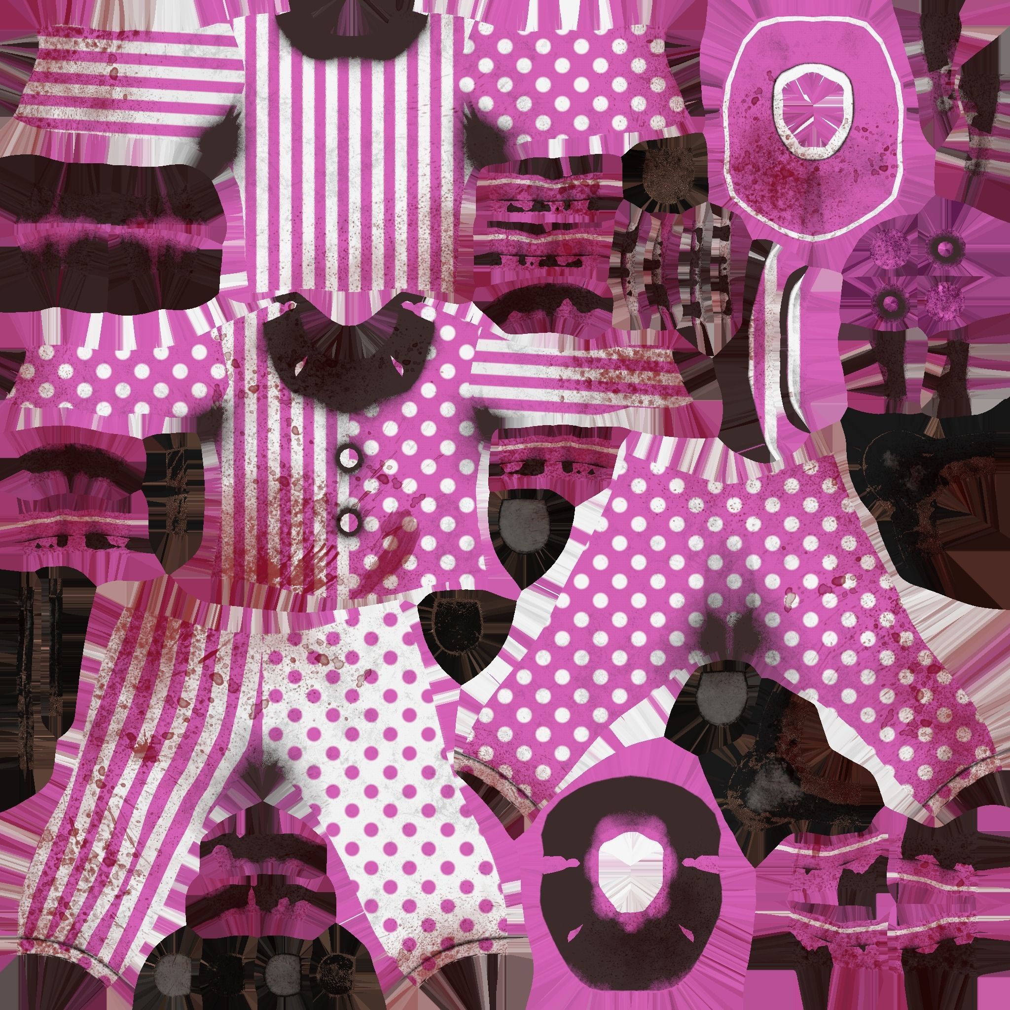 Clown Terror Outfit A07 Pink - Character Design Low-poly 3D model_28