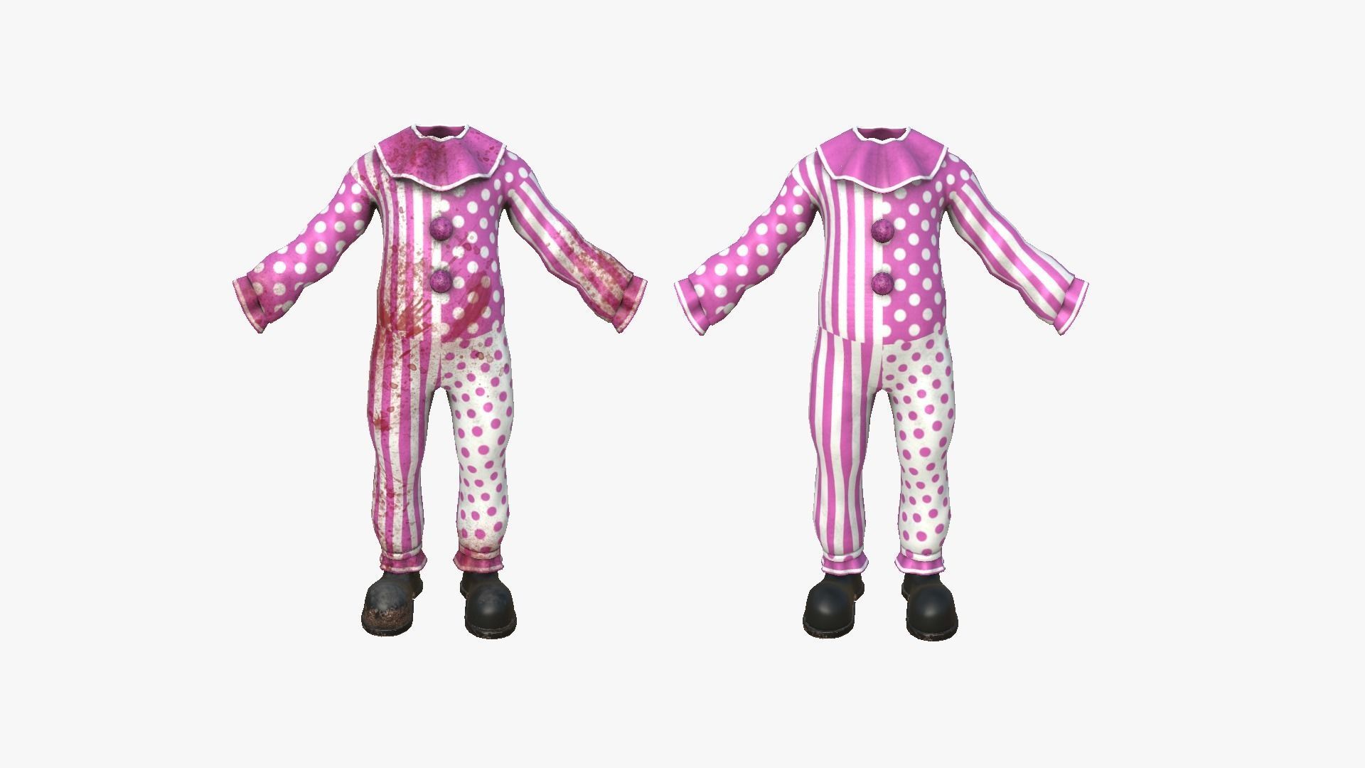 Clown Terror Outfit A07 Pink - Character Design Low-poly 3D model_1