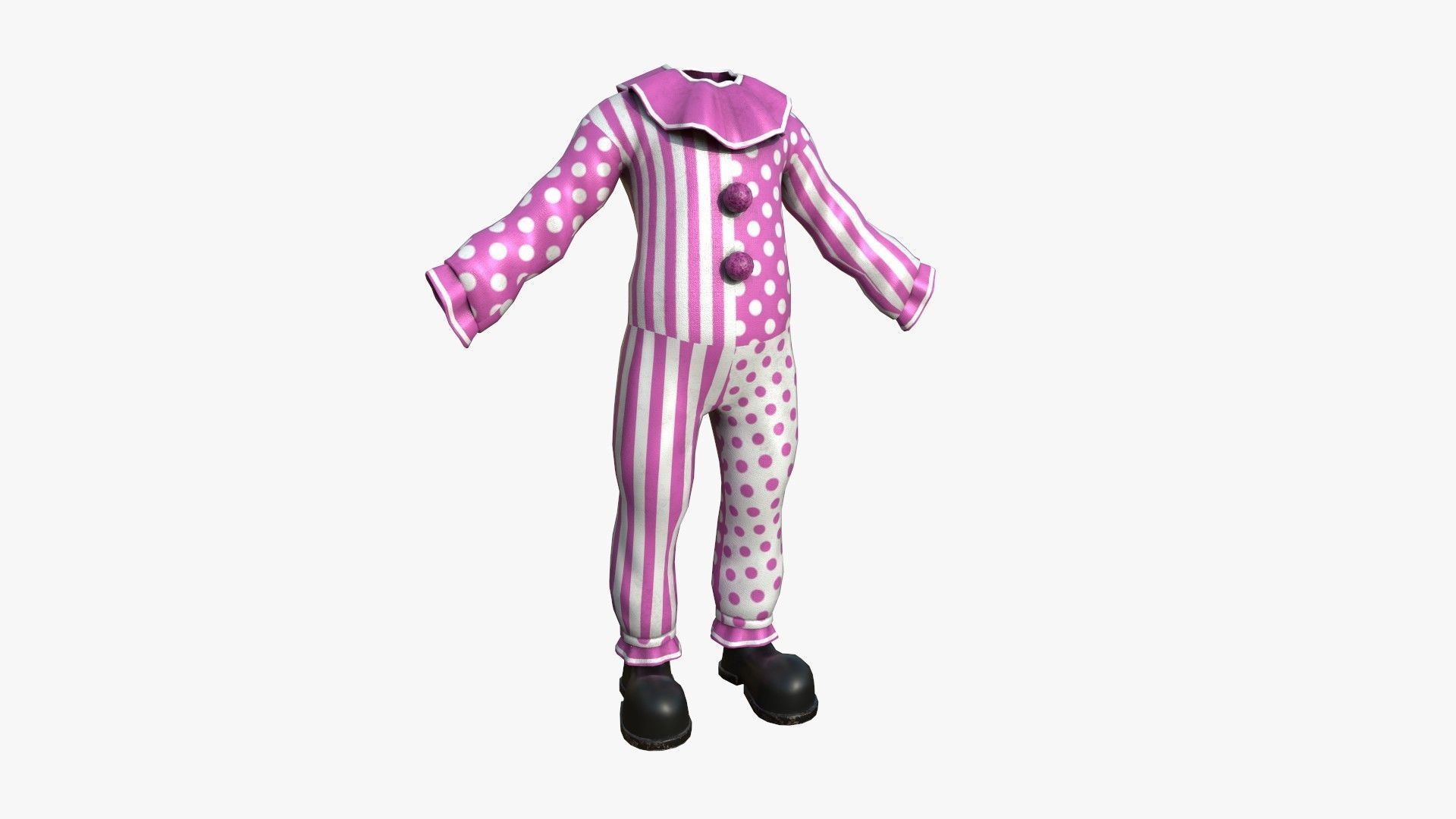 Clown Terror Outfit A07 Pink - Character Design Low-poly 3D model_3