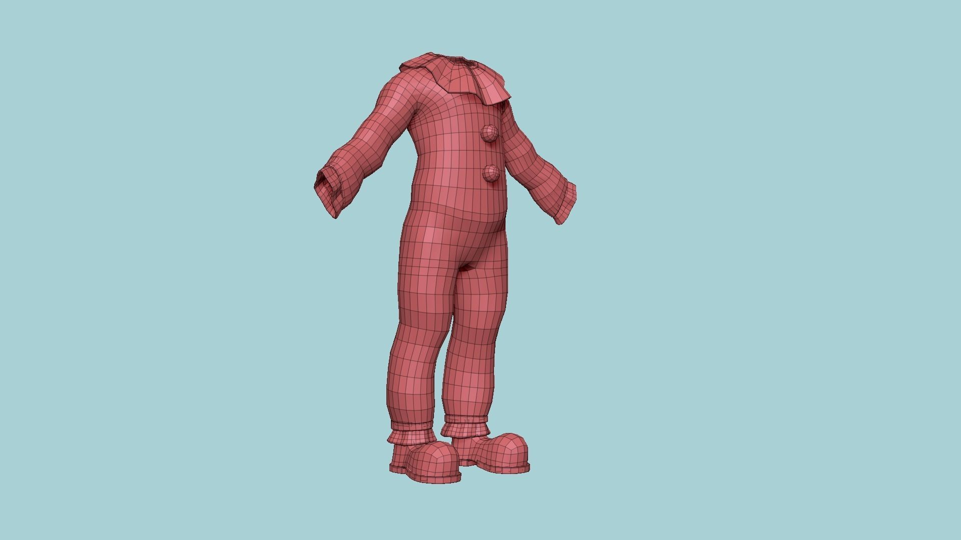 Clown Terror Outfit A07 Pink - Character Design Low-poly 3D model_19