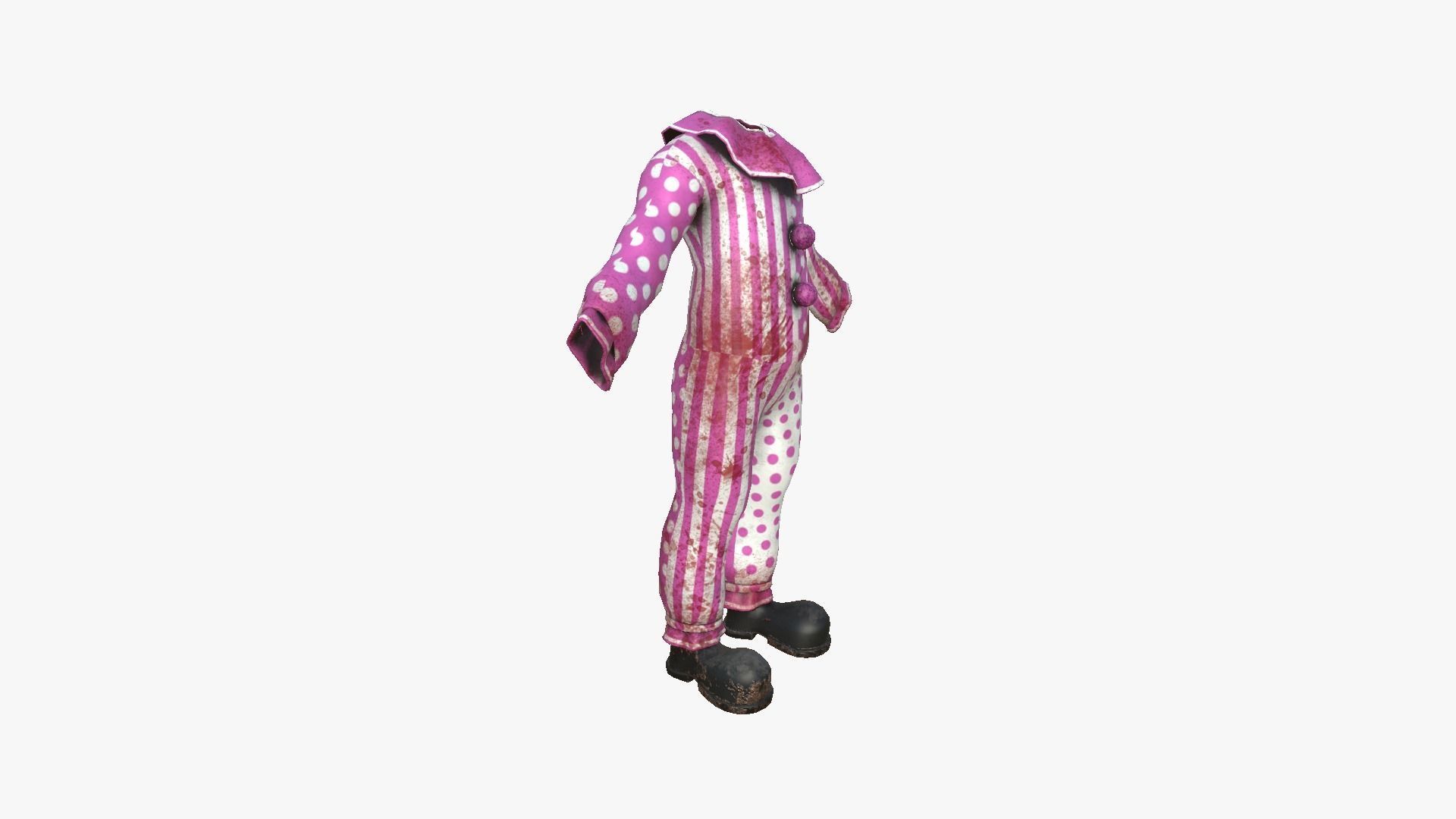 Clown Terror Outfit A07 Pink - Character Design Low-poly 3D model_6