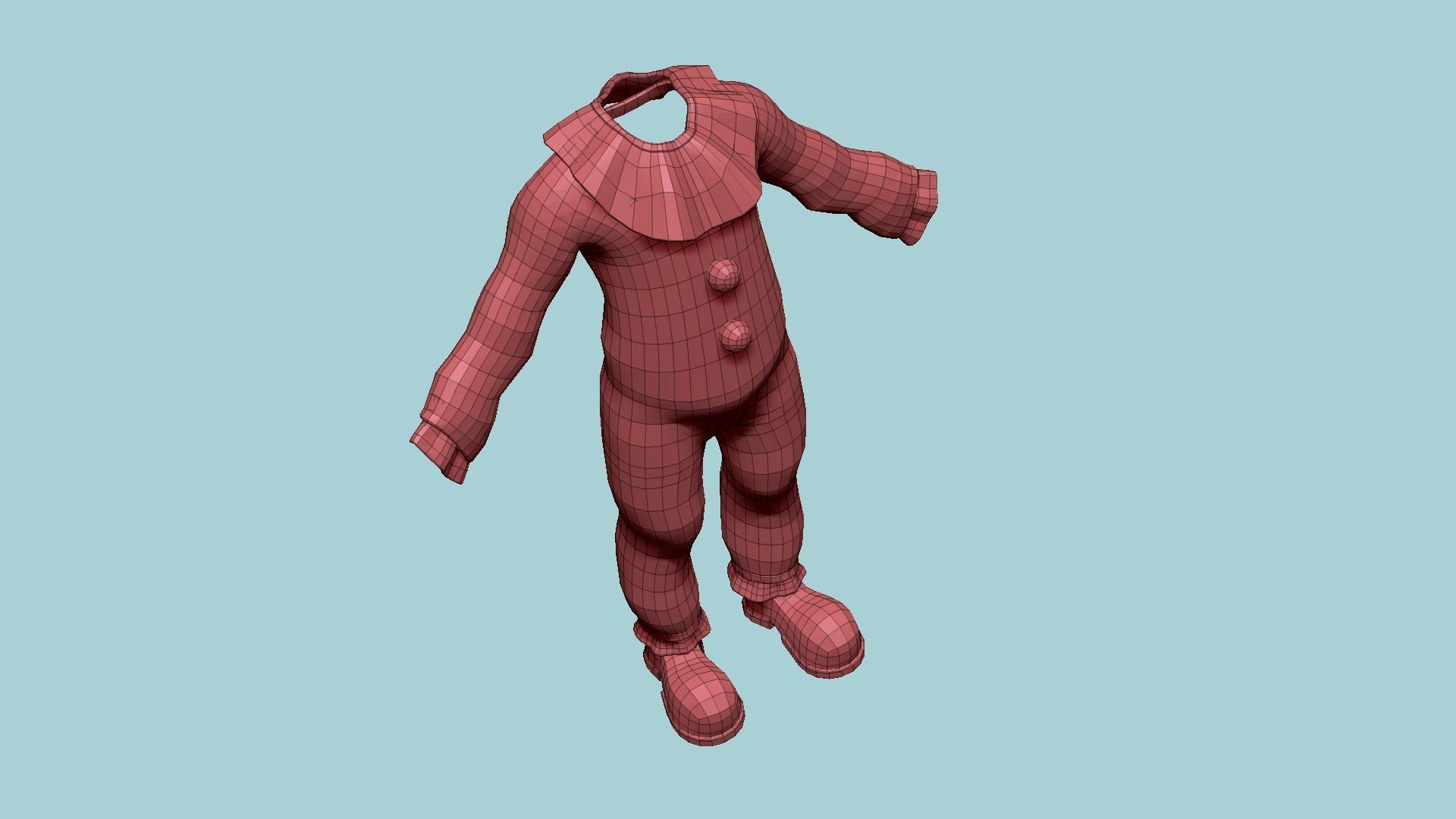 Clown Terror Outfit A07 Pink - Character Design Low-poly 3D model_22
