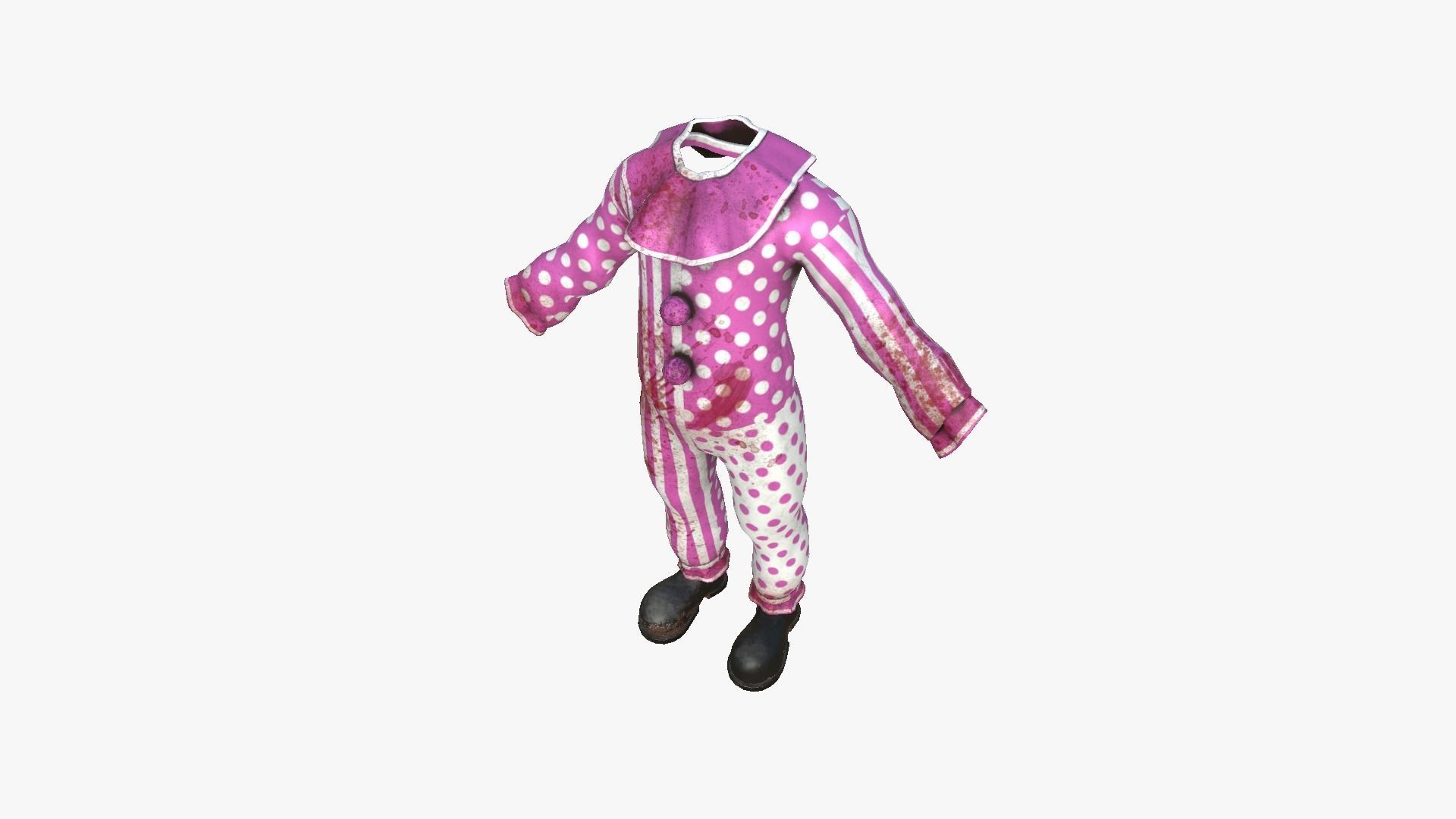 Clown Terror Outfit A07 Pink - Character Design Low-poly 3D model_7