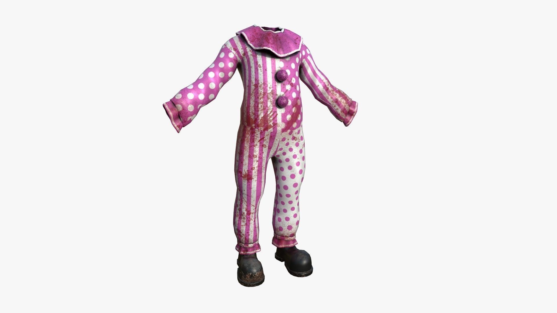 Clown Terror Outfit A07 Pink - Character Design Low-poly 3D model_2
