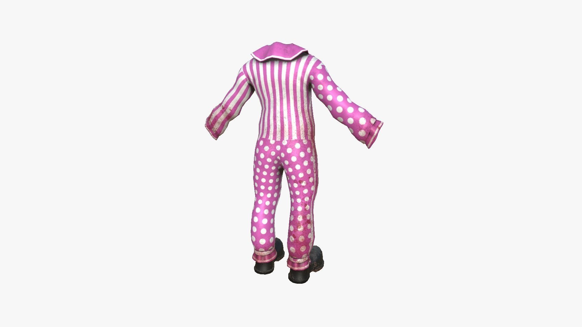 Clown Terror Outfit A07 Pink - Character Design Low-poly 3D model_4
