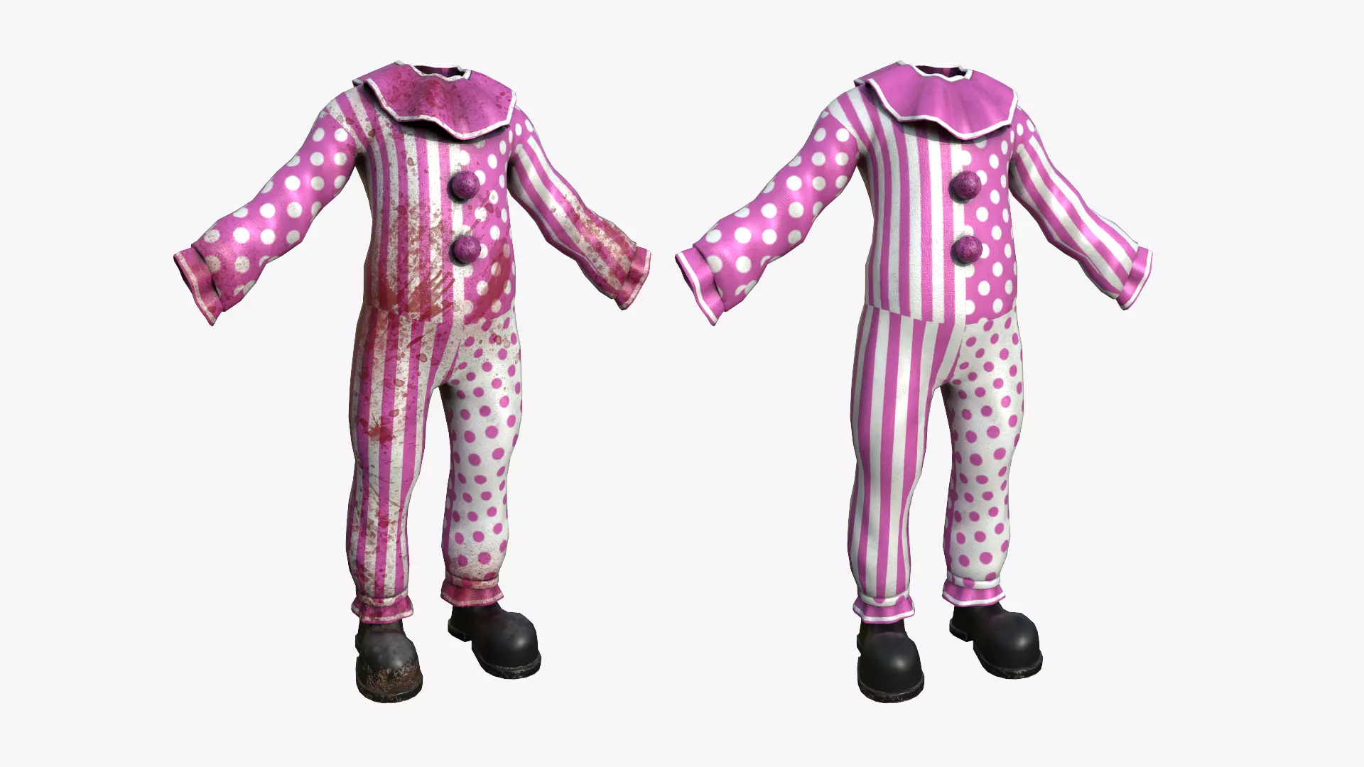 Clown Terror Outfit A07 Pink - Character Design Low-poly 3D model_0