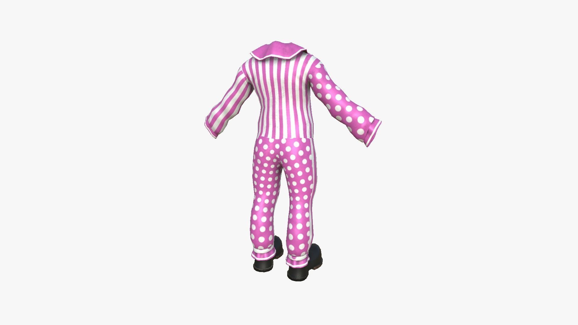 Clown Terror Outfit A07 Pink - Character Design Low-poly 3D model_5