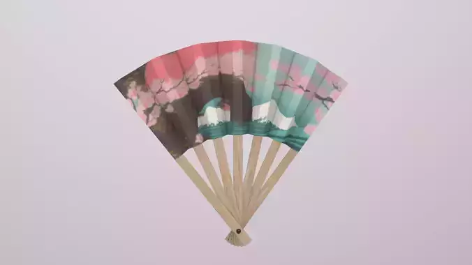 Exquisite Japanese Fan Low-poly 3D model