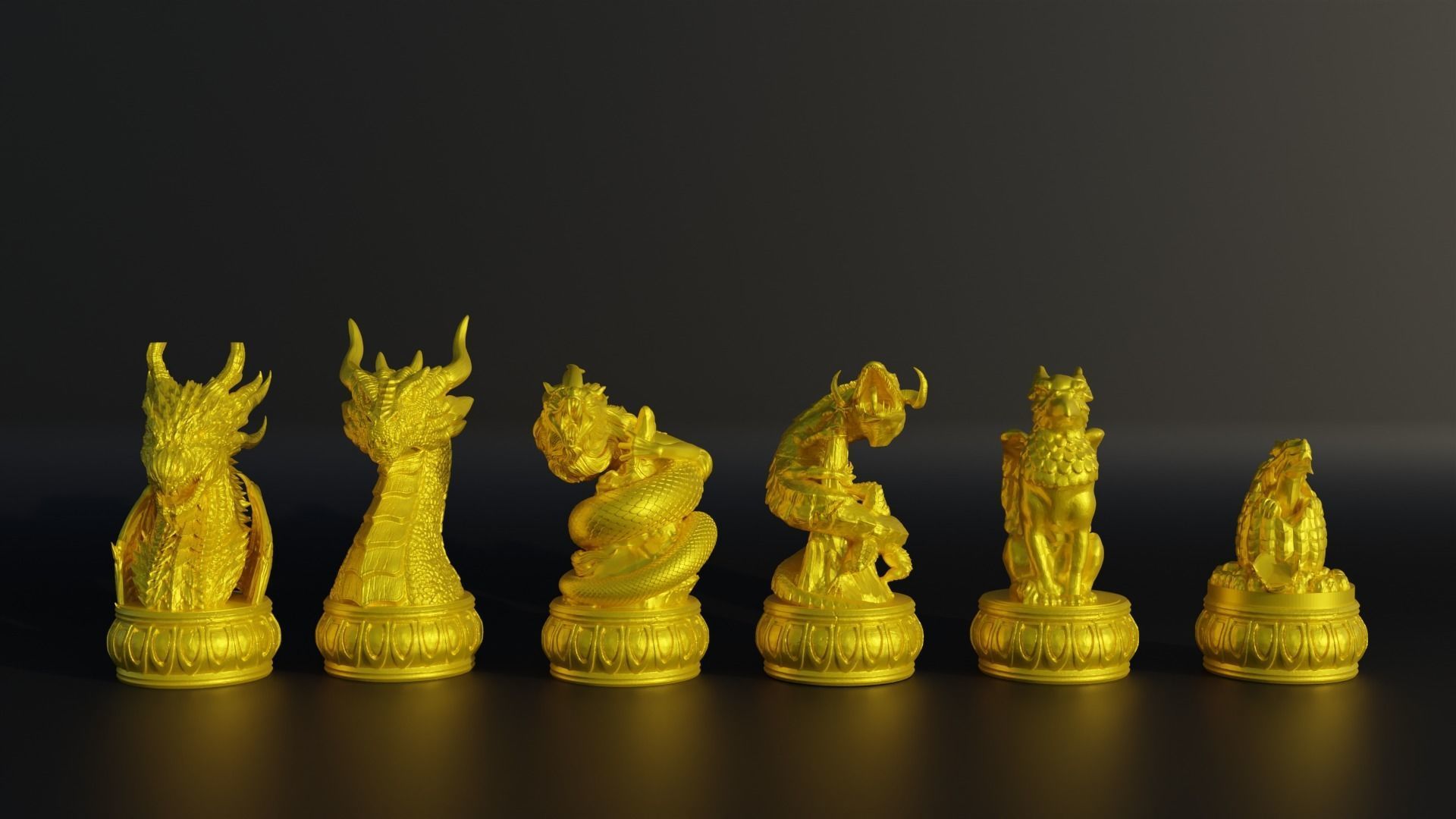Epic Dragon Chess Set With 6 Different Model 3D print model_12
