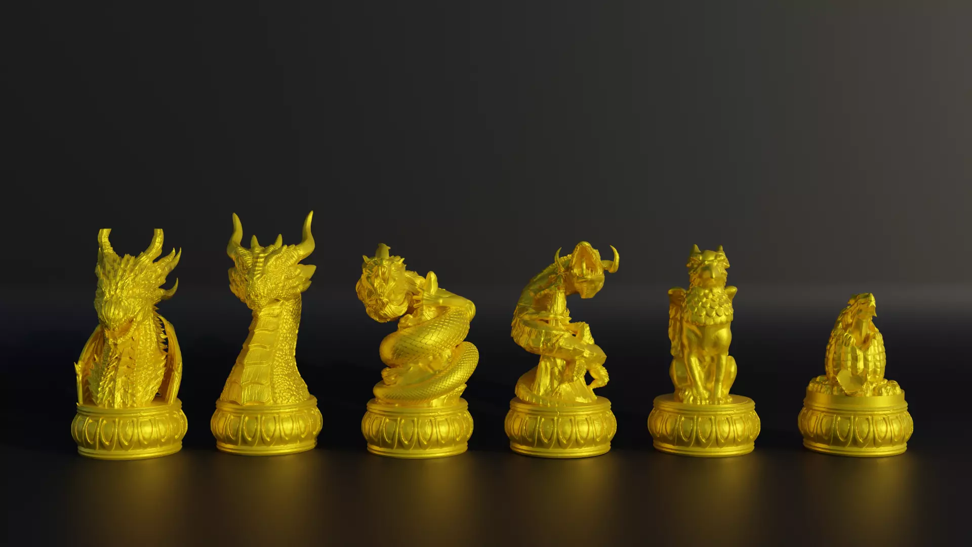 Epic Dragon Chess Set With 6 Different Model 3D print model_0