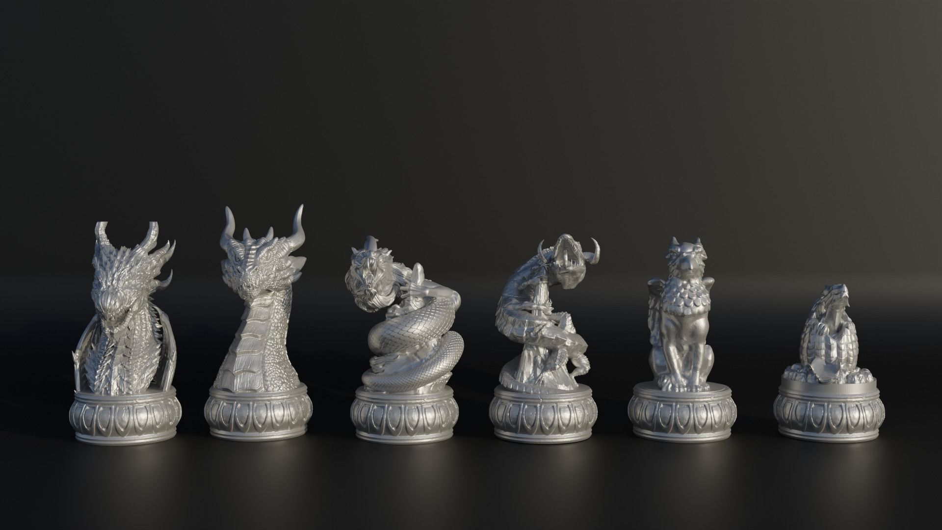 Epic Dragon Chess Set With 6 Different Model 3D print model_15
