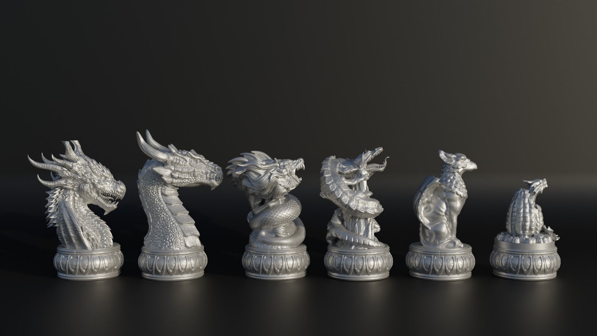 Epic Dragon Chess Set With 6 Different Model 3D print model_4