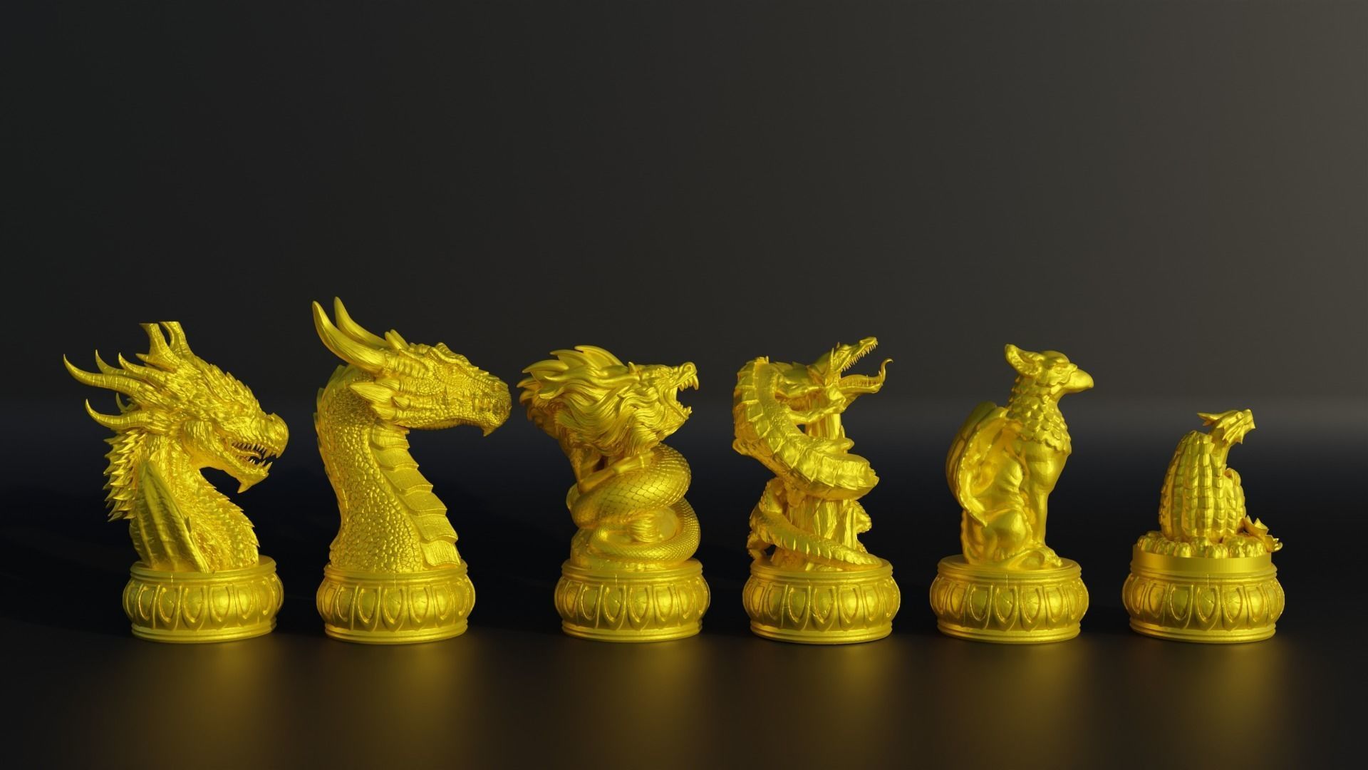 Epic Dragon Chess Set With 6 Different Model 3D print model_2