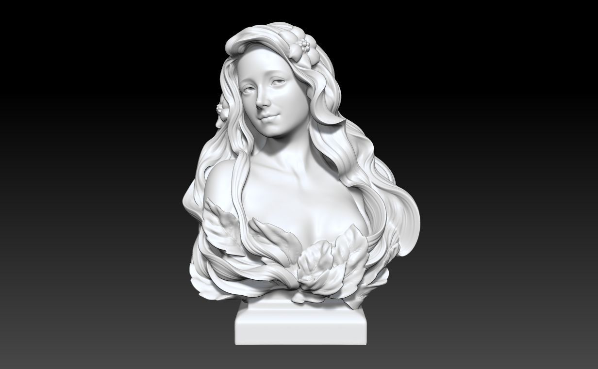 Art Nouveau Bust Statue 3D print model_1