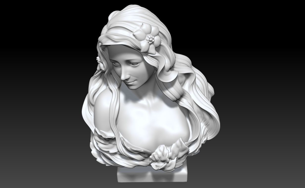 Art Nouveau Bust Statue 3D print model_15