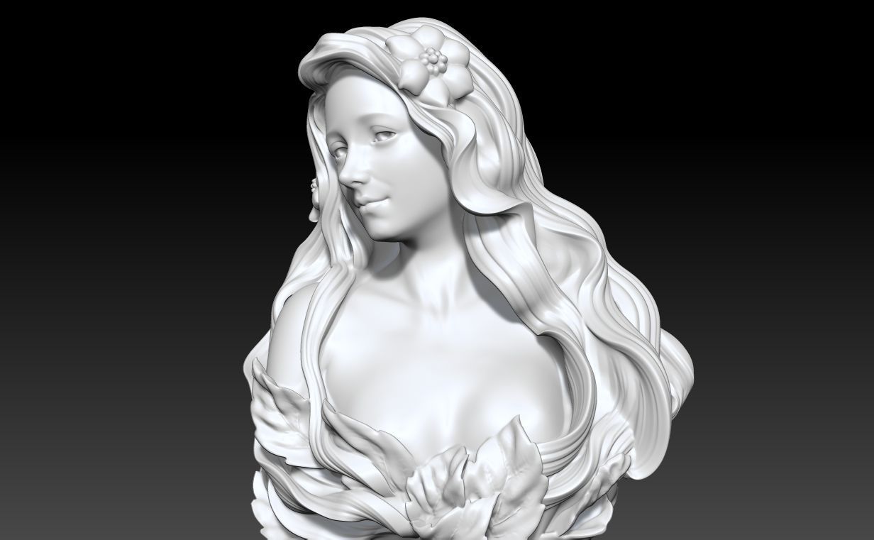 Art Nouveau Bust Statue 3D print model_11