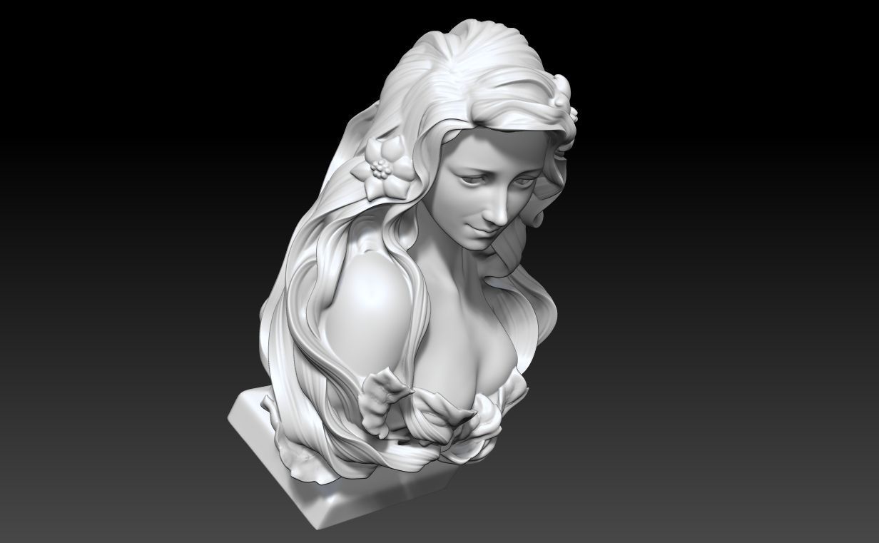 Art Nouveau Bust Statue 3D print model_17
