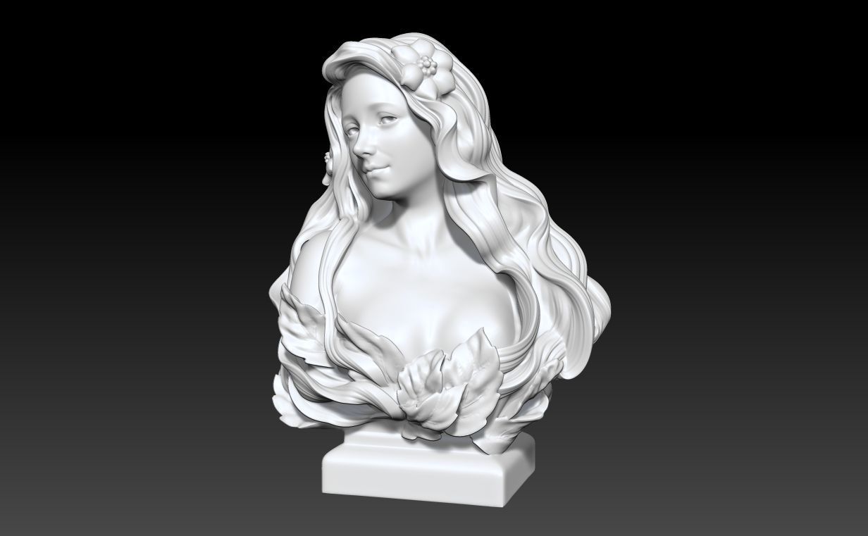 Art Nouveau Bust Statue 3D print model_9