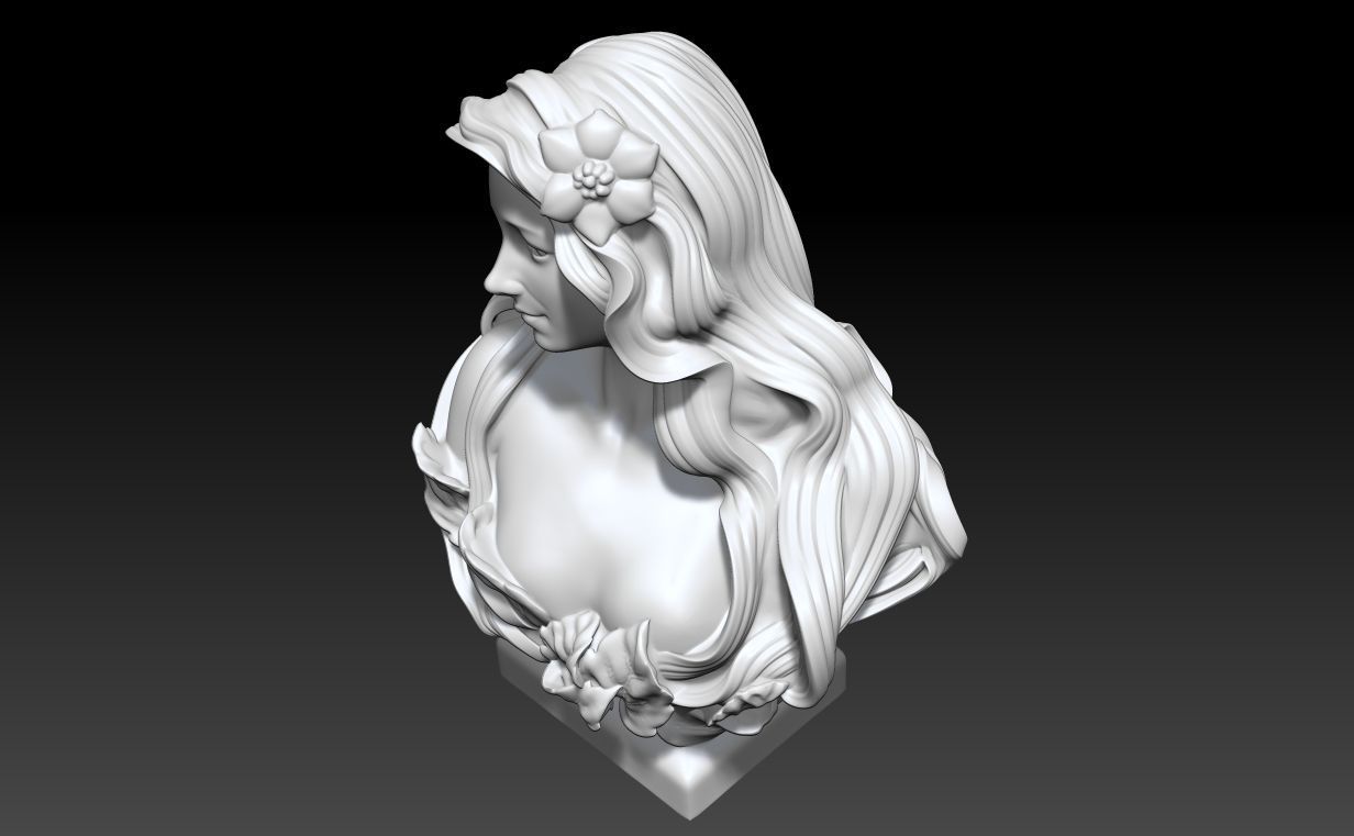 Art Nouveau Bust Statue 3D print model_16