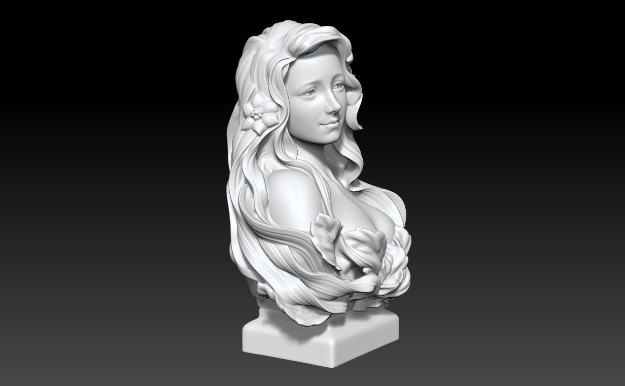 Art Nouveau Bust Statue 3D print model_3