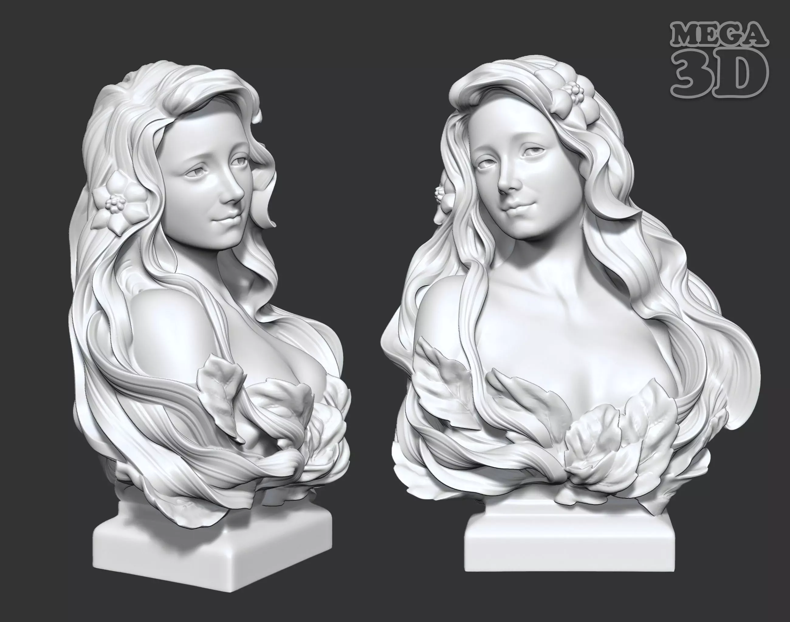 Art Nouveau Bust Statue 3D print model_0