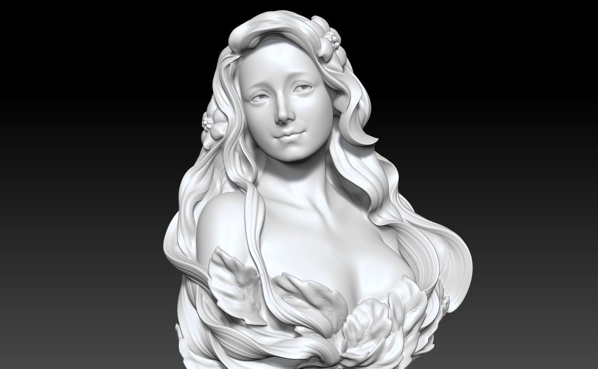 Art Nouveau Bust Statue 3D print model_10