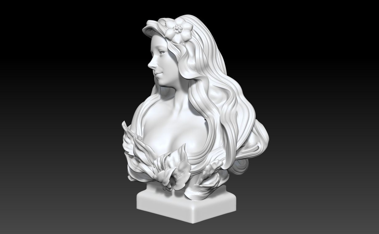 Art Nouveau Bust Statue 3D print model_8