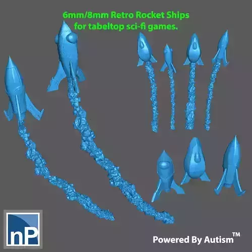 6mm Scale Rocket ships for SciFi Wargames - pack 1