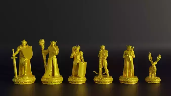 Elf Chess Set - Medieval Chess With 6 Different Model 3D print model