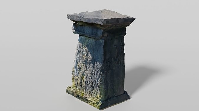 Old damaged tombstone Low-poly 3D model